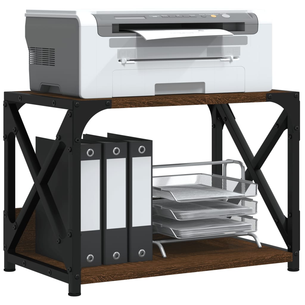 Printer Stand with 2 Shelves Brown Oak Effect 44 x 26 x 31.5 cm