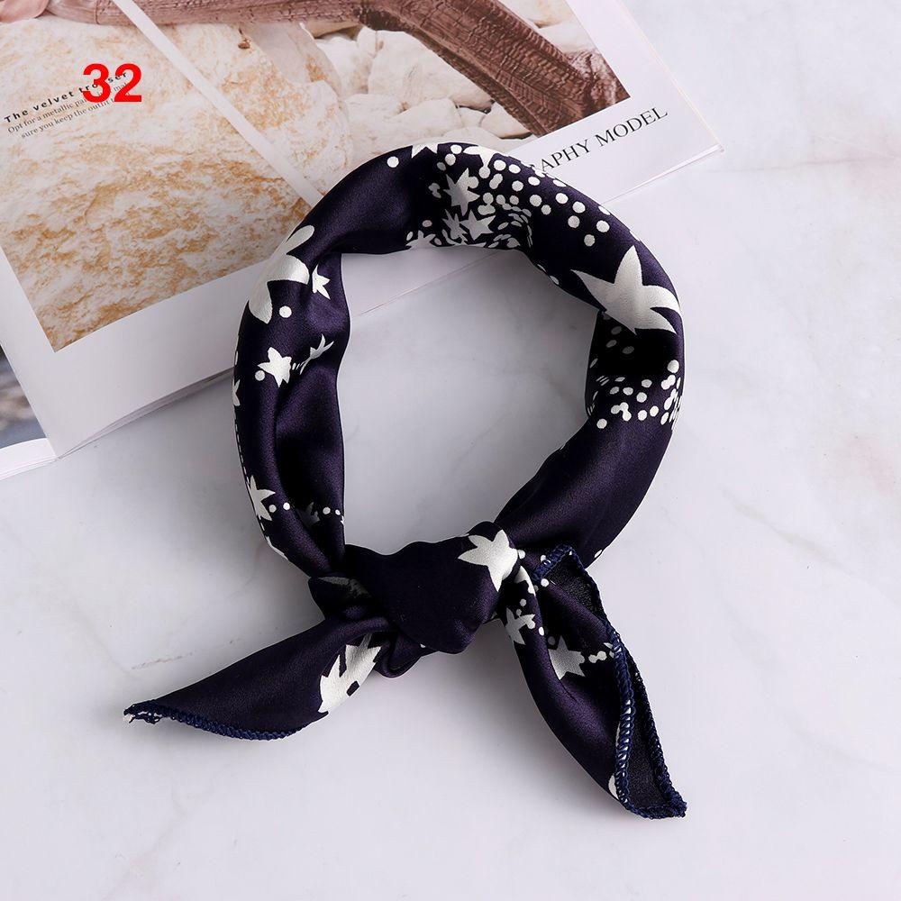 Vintage Wrist Wrap Head-Neck Tie Hair Band Silk Feel Satin Bandana Women Square Scarf Handkerchief