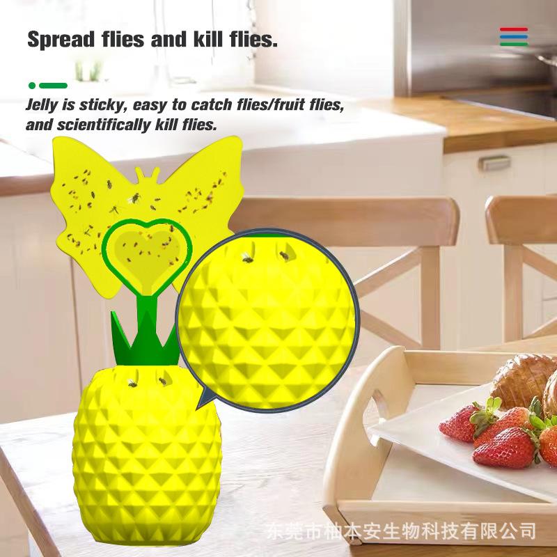 2 Pack Fruit Fly Trap with Butterfly Sticky Paper Lure, Flying Insect Catcher for Pineapple Fly, Indoor Outdoor Use, 2 Count