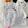 Cloud cotton pajamas women's summer short sleeves shorts trousers three-piece set sweet cartoon thin loungewear spot