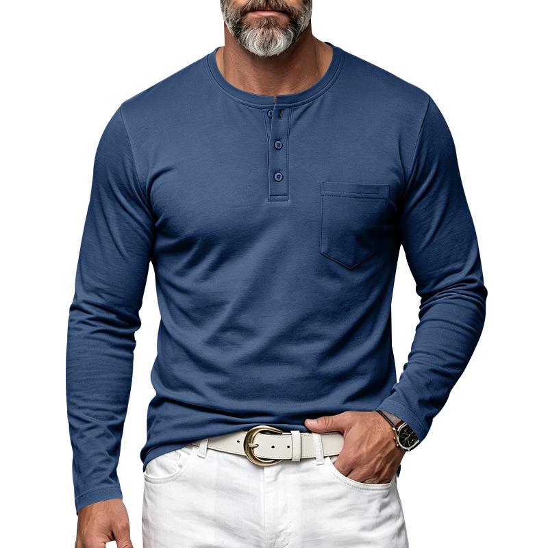Relaxed Fit Casual Men S Long Sleeve Henley Neck T Shirt With Pocket