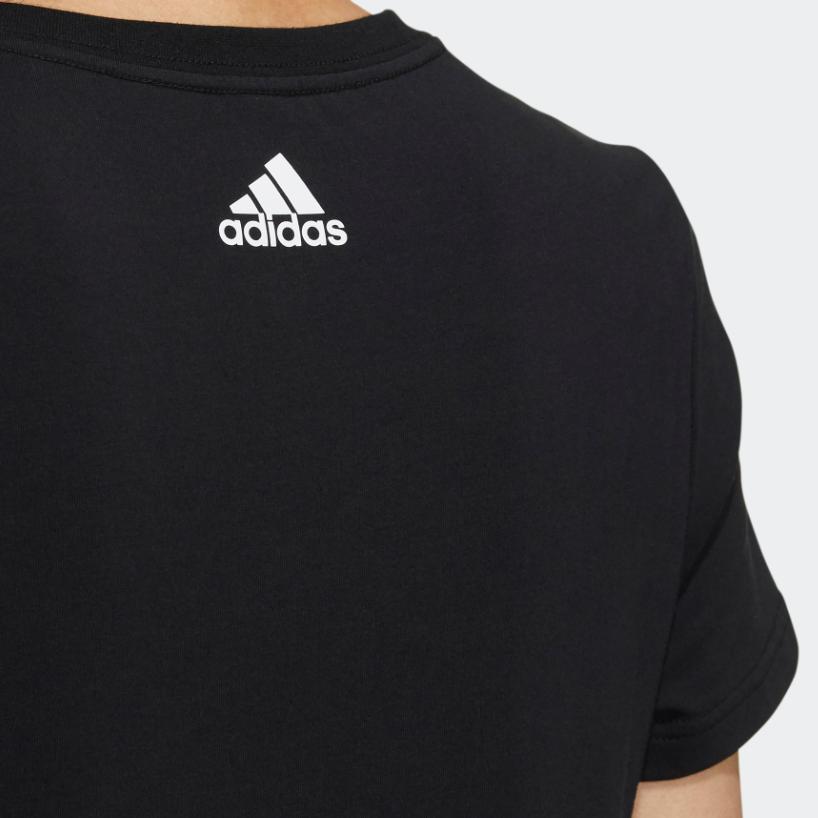 Adidas Футболка с коротким рукавом и принтом логотипа из фольги, женская, черная GP0685