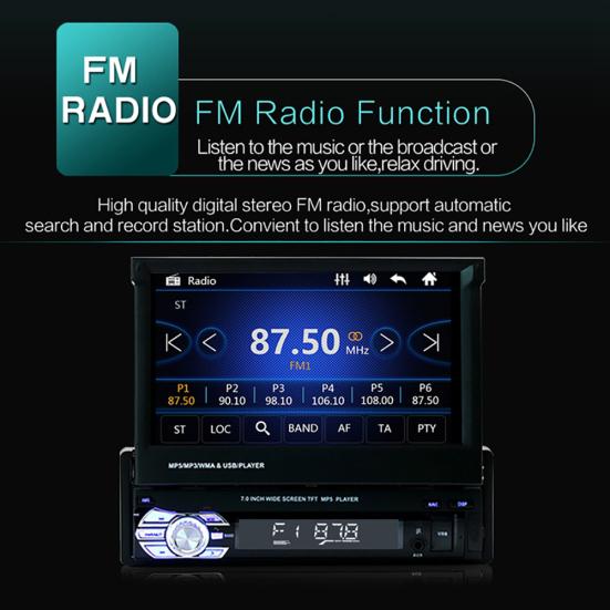 9601 7-дюймовый Bluetooth-совместимый автомобильный FM-радио, аудио-видео MP5-плеер с камерой заднего вида
