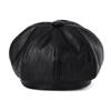 Women Beret Vintage Style Solid Color Faux Leather British Style Octagonal Hat Short Brim Painter Hat Parties Shopping Newsboy Cap