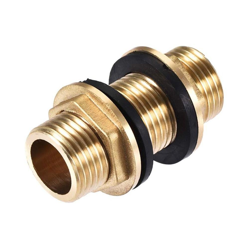 Brass Bulkhead Fitting G1/2 G3/4 G1 Male Hose Fitting Tube Adaptor  Water Tanks, Brass, Gold Tone