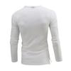 Men T-shirt V-neck Buttons Half Placket Long Sleeve Tee Shirt Solid Color Slim Fit Regular Style Breathable Tops