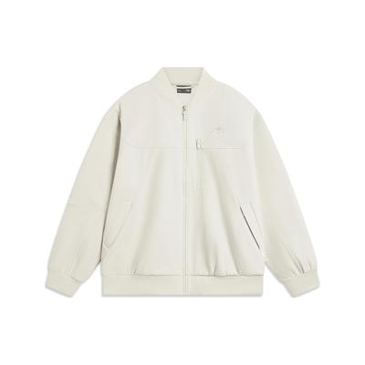 Li Ning Sport Life Series однотонная флисовая теплая свободная куртка мужская куртка рассветно-серая AJDT627-1