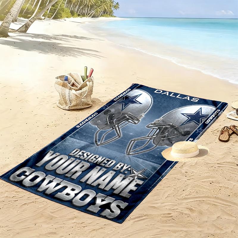 Name Custom Dallas Cowboys Print Beach Towel, Large Soft Quick Dry Towel for Beach Camping Swimming