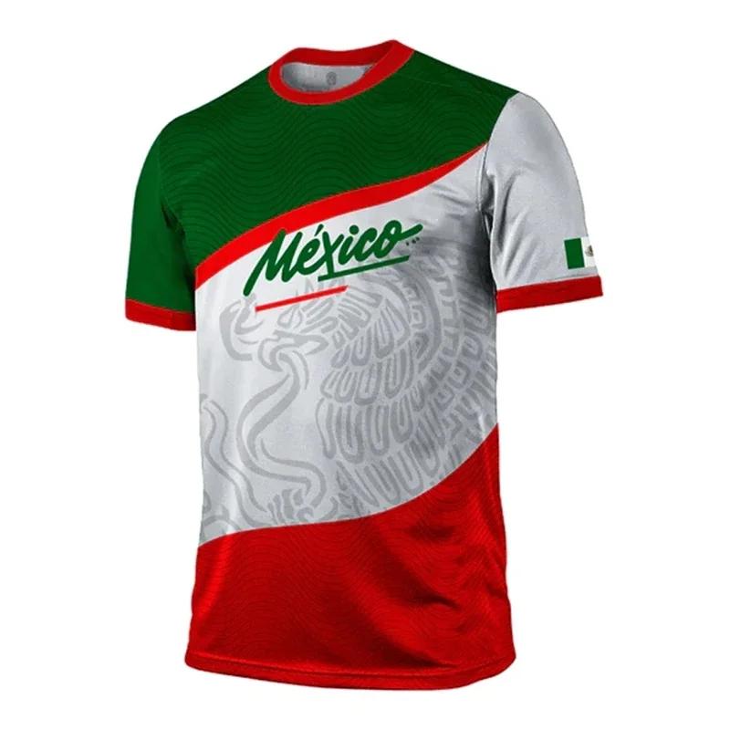 3D Printed Mexican Flag and Emblem Pattern T-shirt Summer Fashion Casual Short Sleeve Top Personalized Trendy O-neck Street Wear