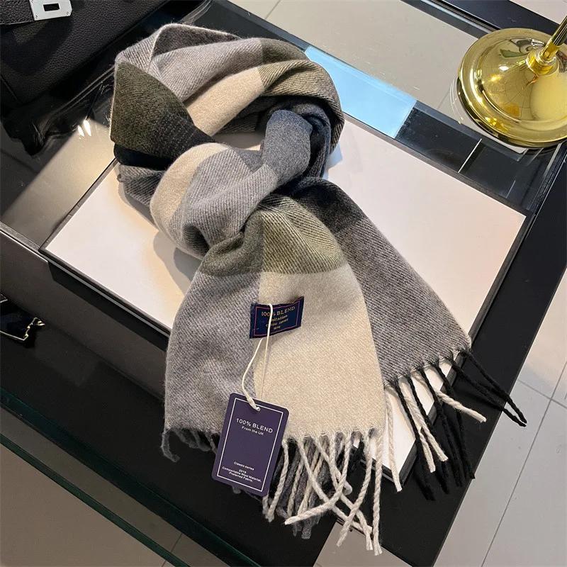 Winter Women Scarf Luxury British Pashmina Classic Plaid Soft Female Male Imitation Cashmere Thermal Muffler Men Shawl