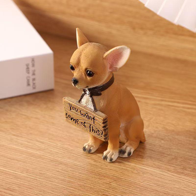 Статуэтка собаки чихуахуа 10,5 см, ручная роспись, реалистичная, милая, скульптура животного из смолы, декор для дома, стола, полки, подарок для любителя домашних животных