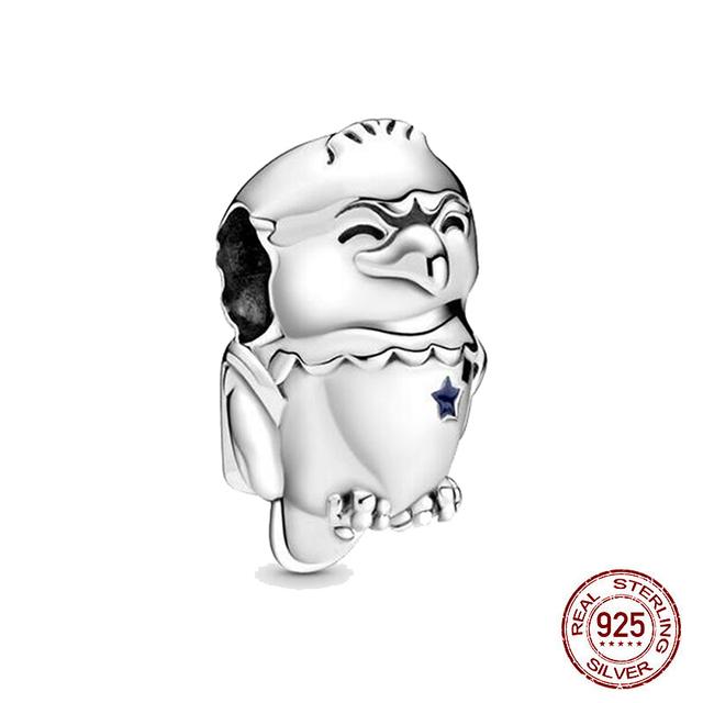 Новый Стерлингового Серебра 925 Единорог Кошка Собака Сова Обезьяна След Милое Животное DIY Тонкие Бусины Подходит Оригинальный Модный Браслет-Подвеска