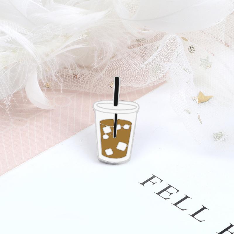 Fashion Coffee Brooches Iced Americano Cup Small Enamel Pins Cute Custom Metal Badge Jewelry Lapel Denim Backpack Pin Icon Gifts