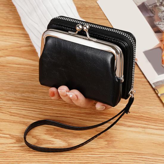 Женский кошелек из искусственной кожи, держатель для кредитных карт, на молнии, портативный, легкий, для путешествий
