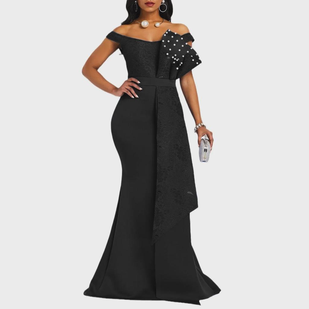 Женское платье на одно плечо весна/лето 2025 года, асимметричное кружевное, с бисером, облегающее, с рисунком в виде листьев лотоса