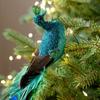 Shimmering Christmas Peacock Decoration Foam DIY Crafts Peacock Cartoon Realistic Feathers Christmas Tree Ornaments