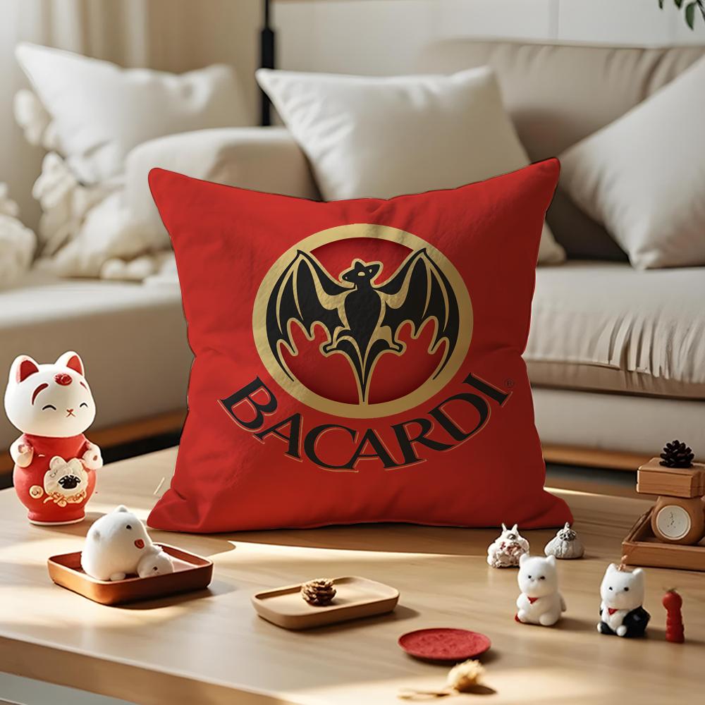 Подушка с логотипом Bacardi, шелковистый короткий плюш, с потайной молнией, пылезащитная наволочка для диванной подушки, для домашнего декора