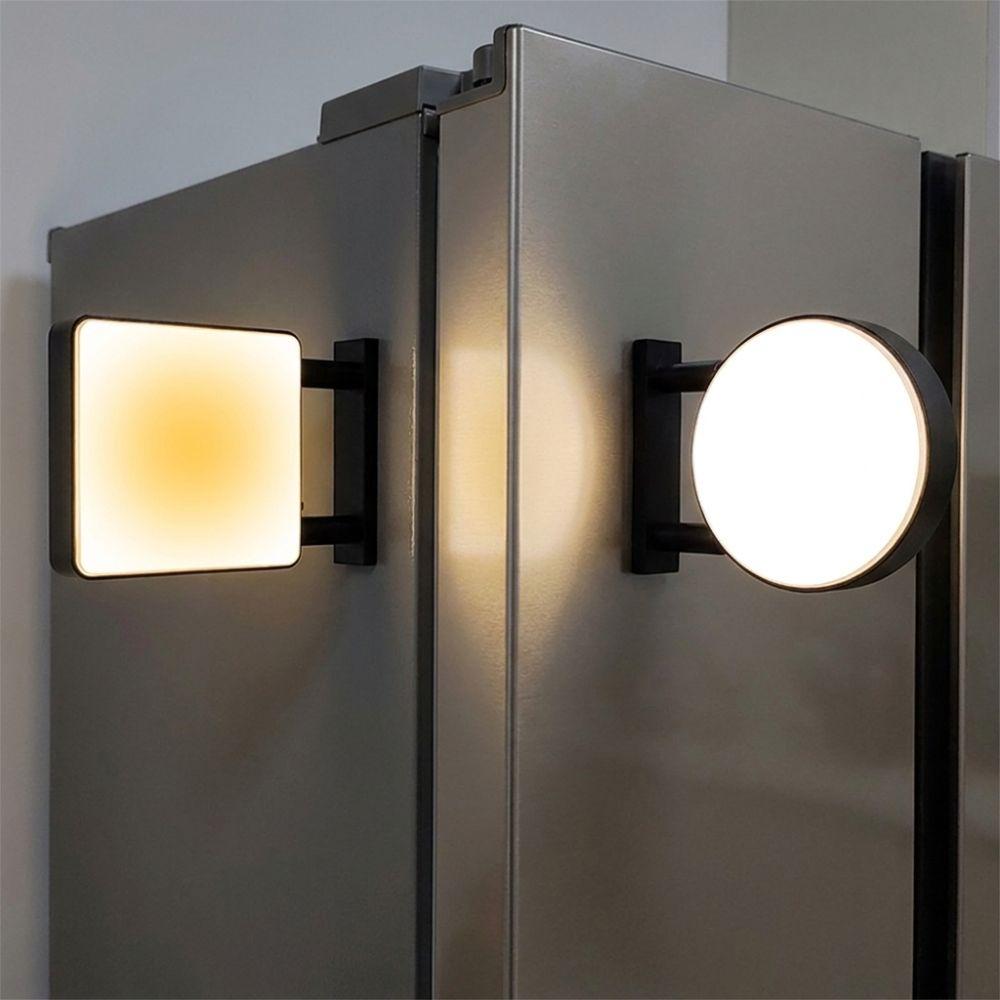 Miniature LED Refrigerator Magnet Light Sign No Pattern Round Square Luminous Blank Fridge Sticker Magnetic Base Energy Saving