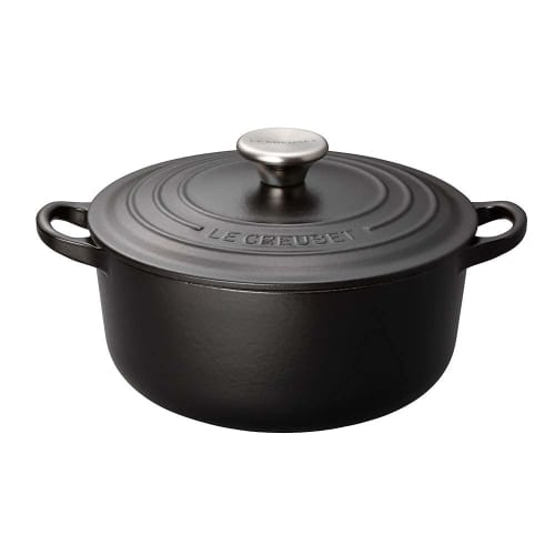 Le Creuset Cast Iron Enamel Cocotte Ronde Pot, 24 Cm, Matte Black, Gas, Induction, and Oven Compatible [Official Japanese Product]
