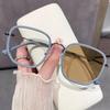 Trendy Milky Coffee Photochromic Myopia Glasses Anti Blue Light Sunglasses Women Fashionable Polygonal Short Sight Glasses
