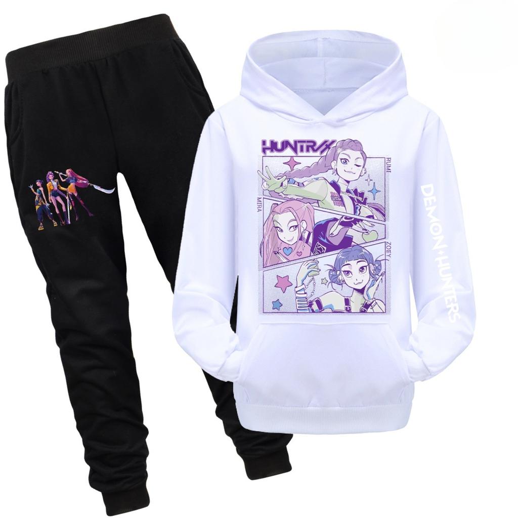 Children's Hooded Top And Pants Two-piece Tracksuit Set Long-sleeved Printed Sweatshirt Set