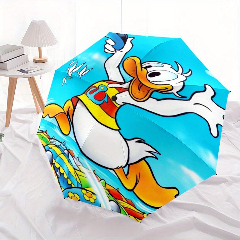 Donald Duck Cartoon Umbrella, Portable 3-Fold Compact Umbrella, Suitable for Camping, Hiking and Travel, Ideal Easter Birthday Gift for Fami