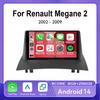 9" Android 14 для Renault Megane 2 2002 - 2009 QLED сенсорный экран автомобильный плеер радио мультимедиа GPS навигация Carplay авто видео