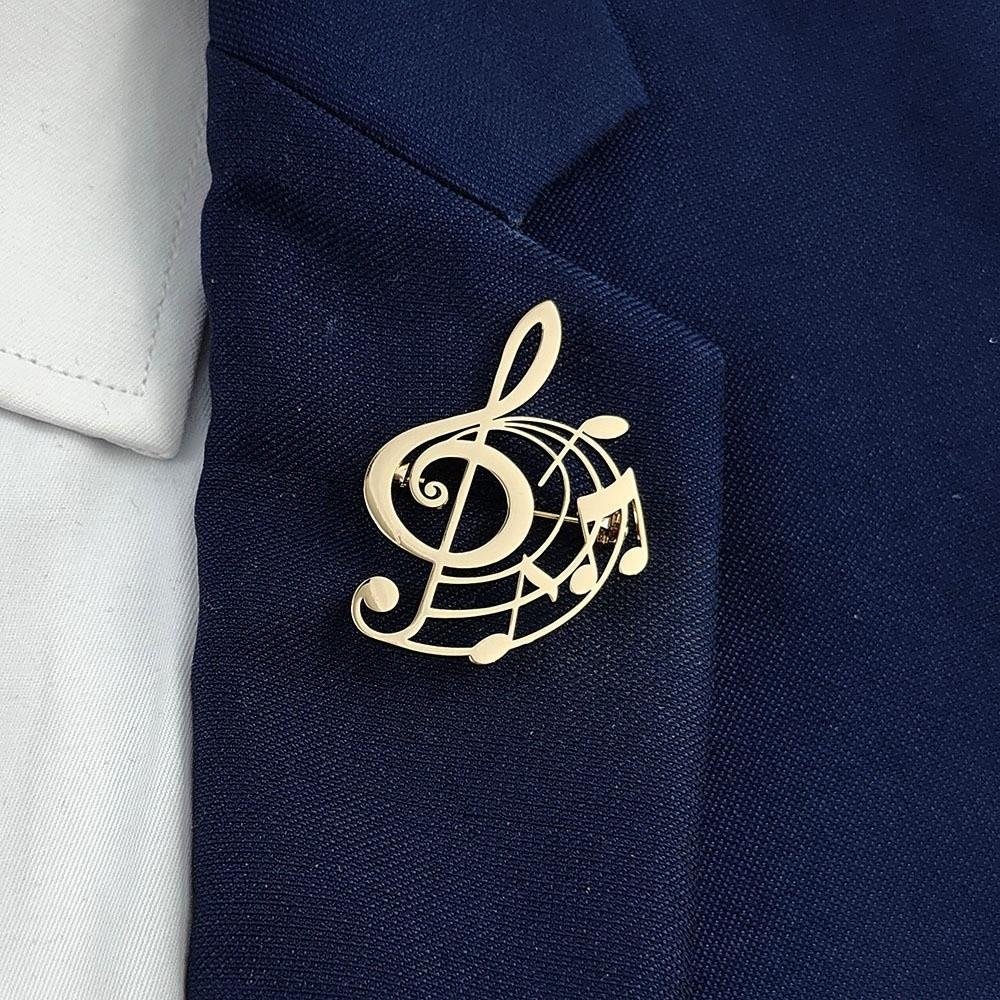 Stainless Steel Music Note Brooch Pin Hollow Design Music Badge Lapel Pin Daily Wear