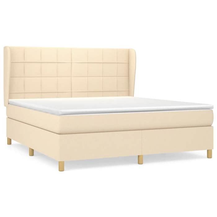 Lit avec matelas - Maison Exclusive - 160x200 cm - Tête de lit réglable - Tissu beige - Ressorts ensachés