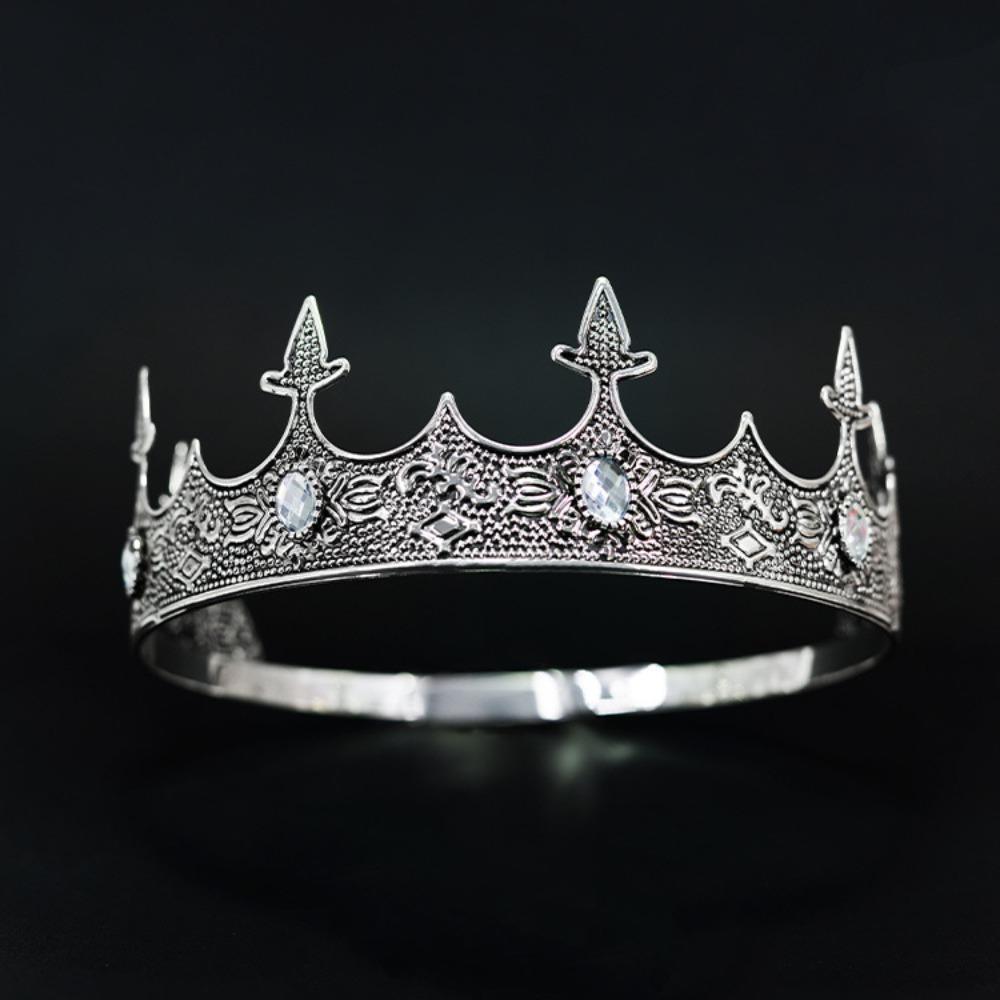 Vintage King Tiara Crown Antique Bronze Ancient Greece Tiara Prince Rhinestone Tiara Women