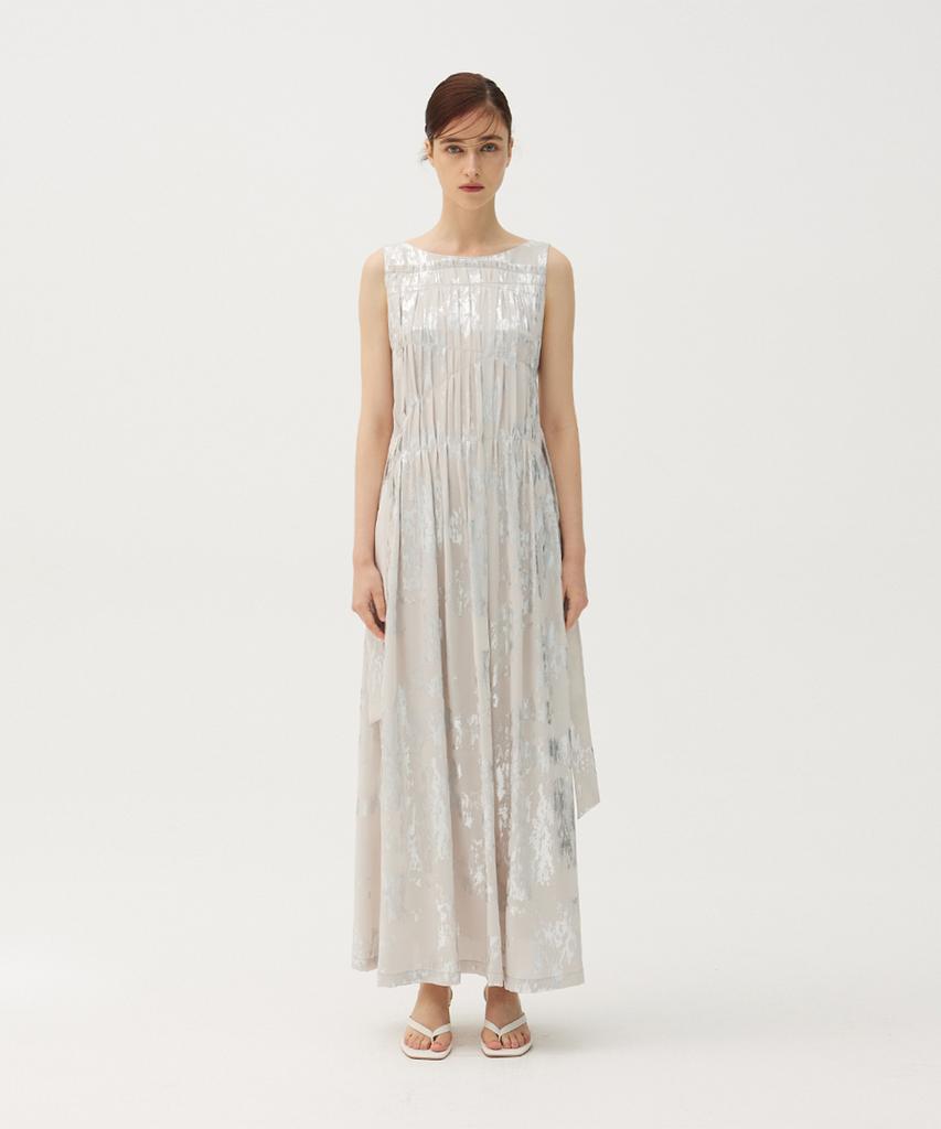 Meuameu Maxi Doodle Pleated Dress