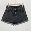 Korean High-Waist A-Line Denim Shorts for Women - Summer Wide Leg, Loose Fit Trend