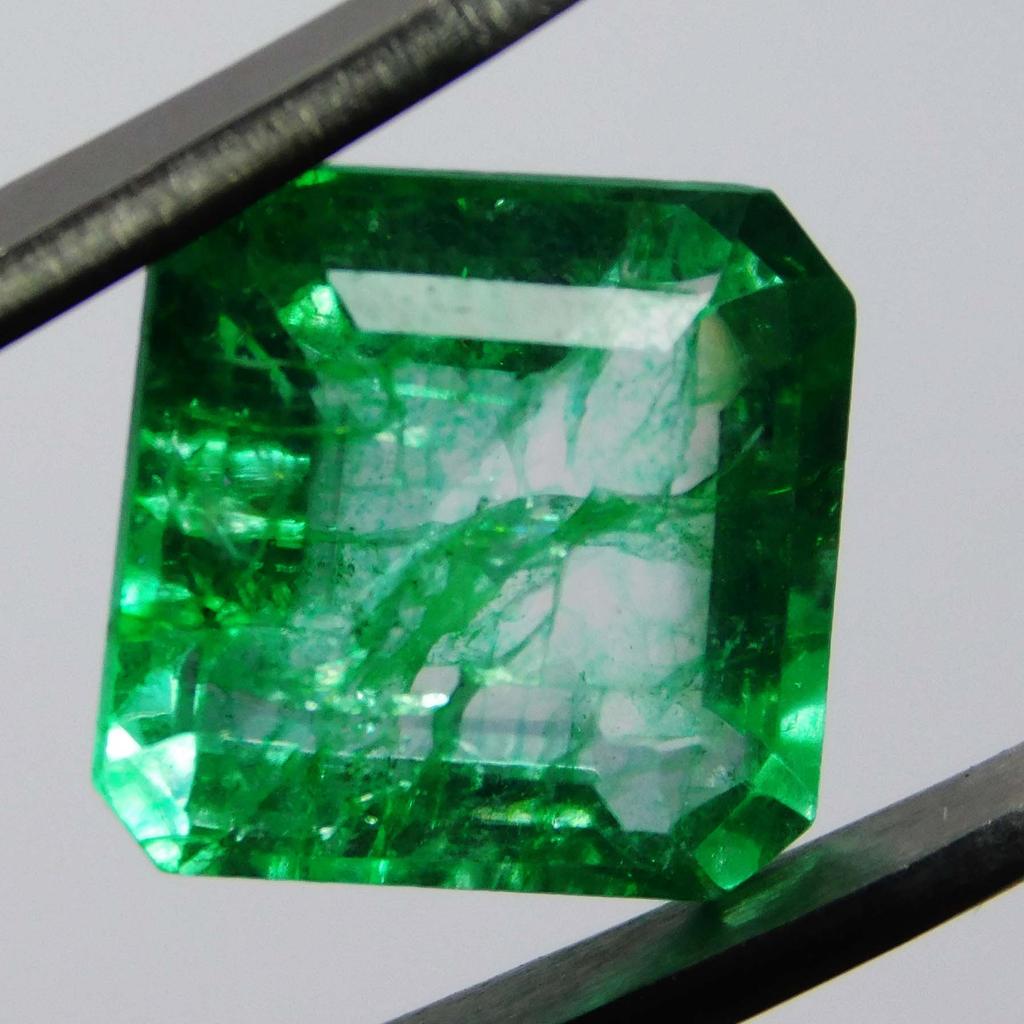 7.3 Ct Natural Untreated Green Colombian Emerald Square Loose Gemstone