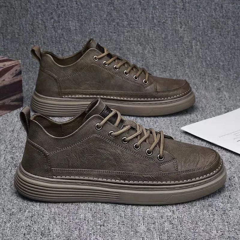 Мужская обувь Falt. Весенняя и летняя обувь для спорта и отдыха. Британская повседневная черная кожаная обувь. Трендовые универсальные мужские удобные кроссовки.