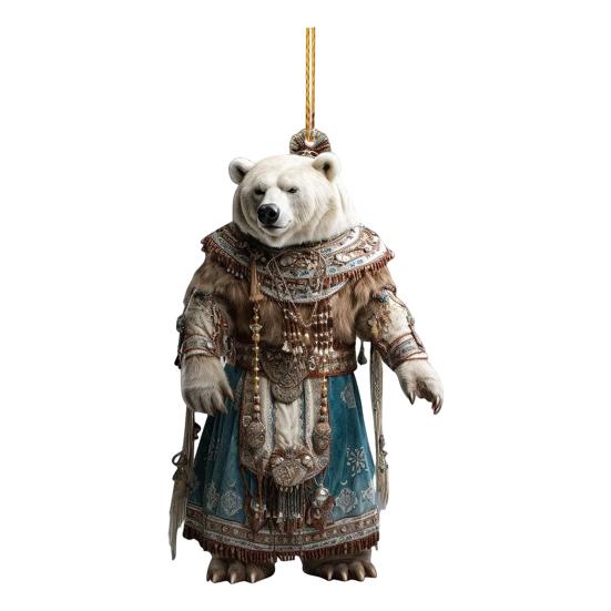 Милое и праздничное акриловое рождественское украшение в виде белого медведя в 2D для елки и домашнего декора