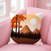 Classic Sunrise Cartoon Cushion Cover Linen Pillowcase Cover Soft Decor for Sofa Home Room