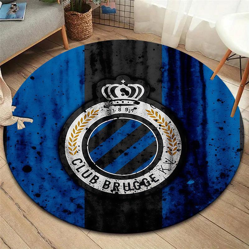 Club Brugge KV Round Area Rug,Carpet Rug for Living Room Bedroom Sofa Playroom Decor,Non-slip Floor Mat