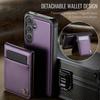 For Samsung Galaxy S26+ Leather Back Cover JEEHOOD J06 Magnetic Phone Case with Card Bag RFID Blocking