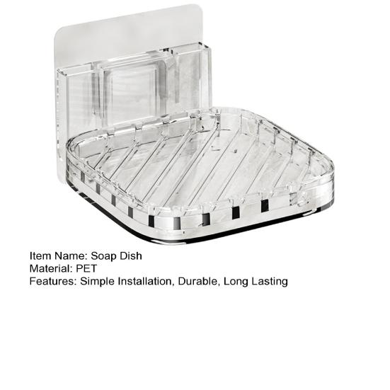 Wall-mounted Soap Box with Removable Drainage Tray Strong Load-bearing Self Adhesive Easy