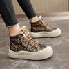 TUINANLE Winter Plush Casual Platform Shoes Woman Sneakers Slip On Shoes Women Flock Leopard Print Chunky Sneakers