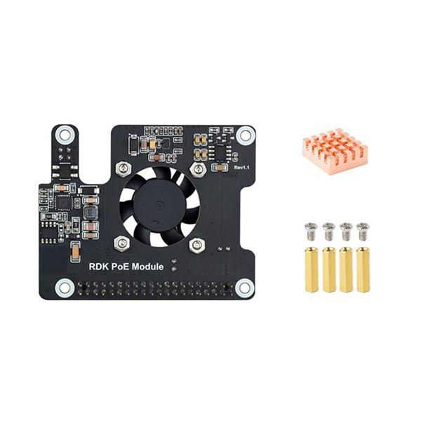 Black PCB PoE Expansion Board Set with Onboard Cooling Fan for RDK X5