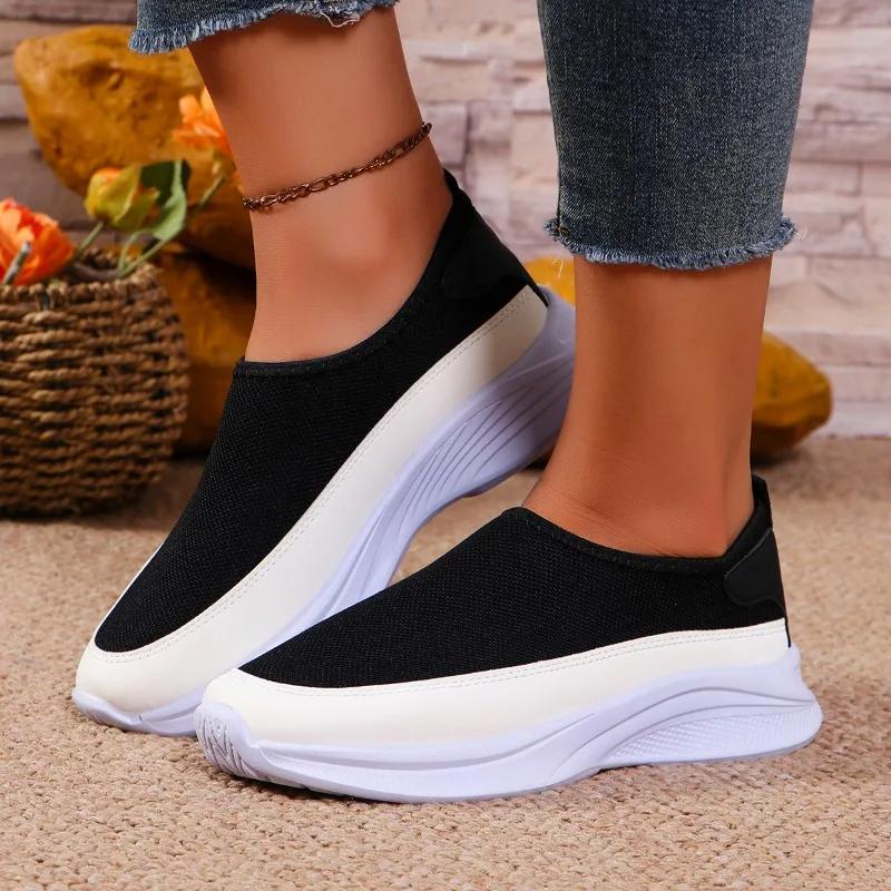 2024 Женские летние новые модные туфли на плоской подошве с круглым носком разных цветов из искусственной кожи для активного отдыха, нескользящие, для ходьбы, женские спортивные туфли