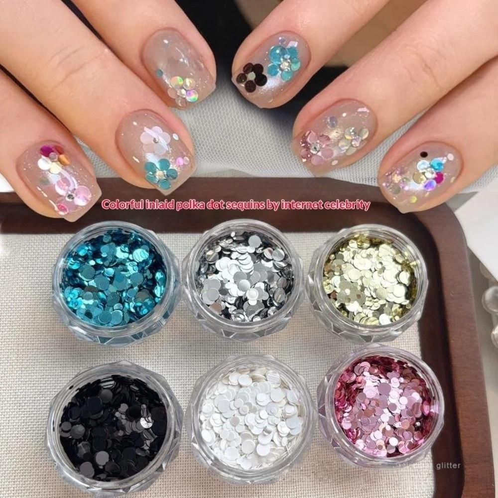 Mini Round Polka Dot Glitter Nail Art Decorations DIY Round Sequined Patchwork Nail Art  Salon Use