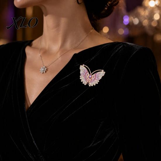 Golden Tone Butterfly Accessories Rhinestone Brooch for Women, Vintage Insect Lapel Pin, Jewelry Decorative Accessory Clothes Scarf Shawl Dress