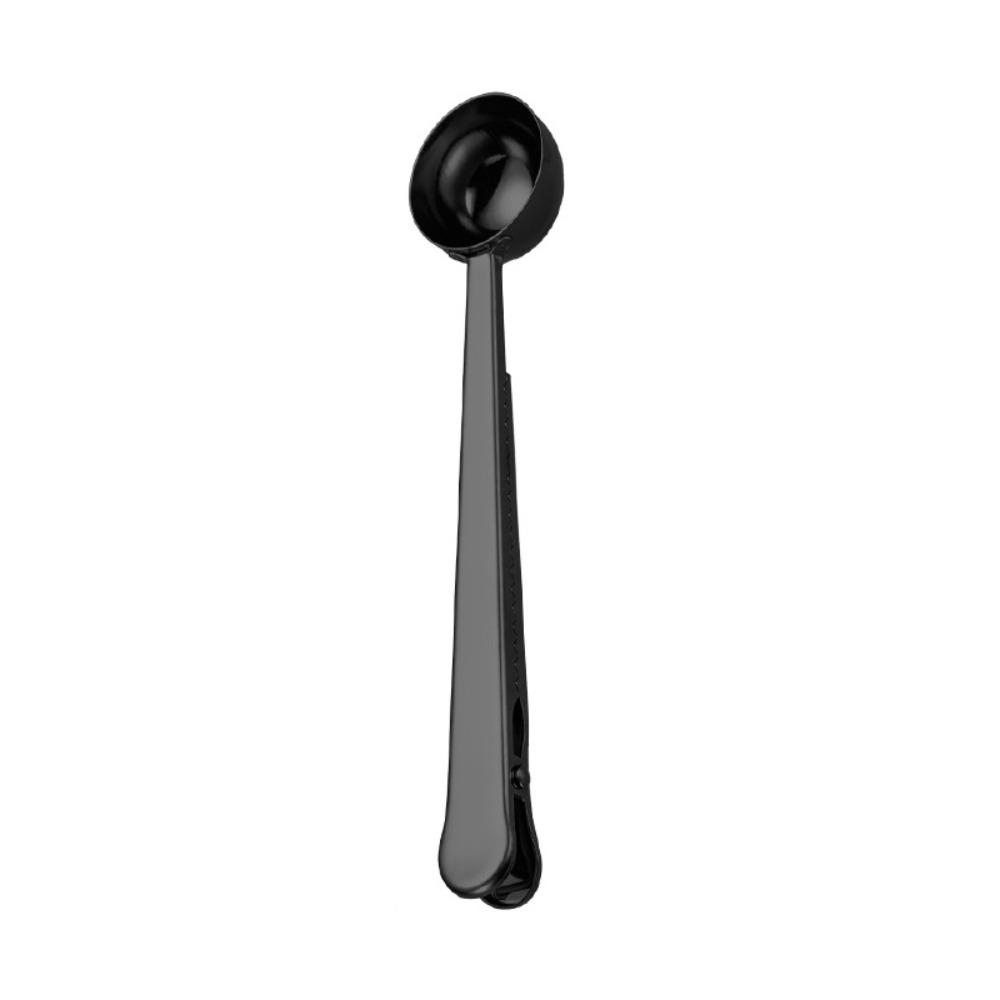 1pcs With Sealing Clip Measuring Spoon Stainless Steel Long Handle Spoon Portable Coffee Spoon  Home