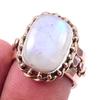 Natural Rainbow Moonstone Gemstone 925 Sterling Silver Two Tone Ring S.6.5 M3o37