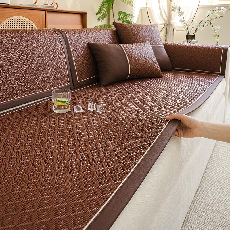 Rattan Mat Sofa Cushion, Summer Mat Cushion, Summer Non-Slip Leather Sofa Cover New Cold Cover