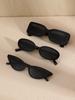 3PCS Fashion Cat Eye Square Oval Plastic Frame Women Sunglasses For Men Daily Life Shades Eyewear Accessories.