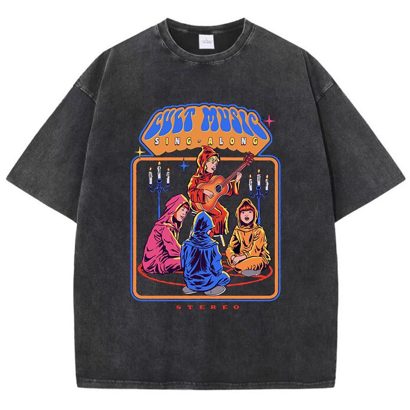 Футболка с принтом Club Music для женщин, стираная, модная футболка Street Tide Distress с коротким рукавом, дышащая, мягкая футболка