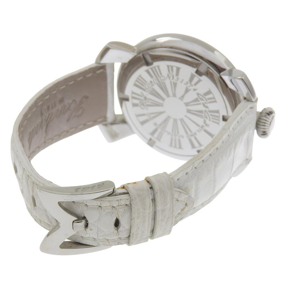 Gaga Milano Manuale 40 Watches 5020 black blackDial Stainless Steel/Embossed Leather Quartz Analog display mens Used